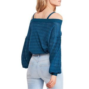 Free People Sistine Cold Shoulder Hacci Top Sz S